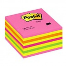 Samolepicí bloček Post-it kostka čtyřbarevná růžová,žlutá,oranžová,zelená 450 lístků