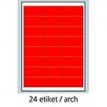 Print etikety A4 pro laserový a inkoustový tisk - barevné 70 x 36 mm (24 etiket  arch) červená