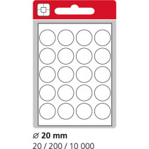 Samolepicí etikety v sáčku kulaté pr.20mm / 200 etiket
